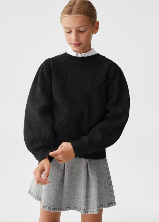 Mango Jersey punto grueso - Negro