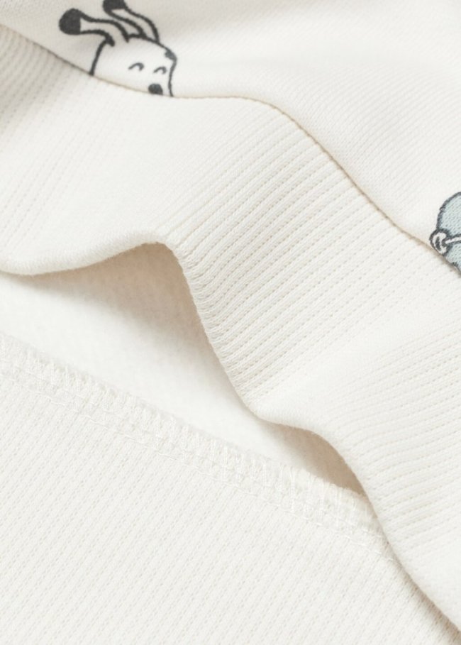 Mango Sudadera algodón estampada - Blanco roto