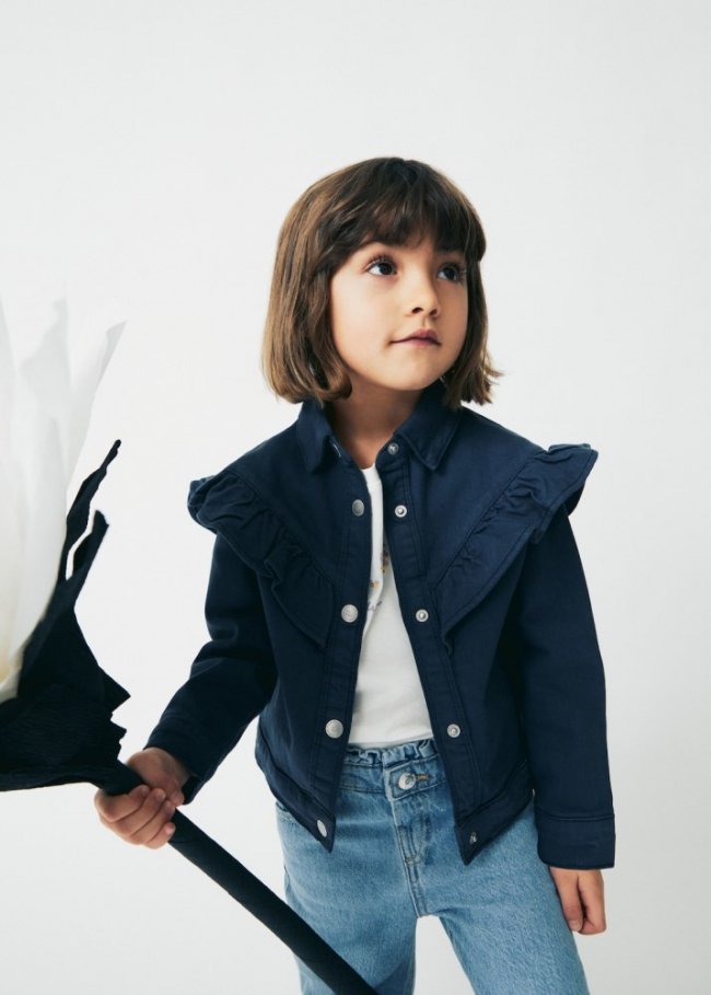 Mango Chaqueta volantes - Azul marino oscuro
