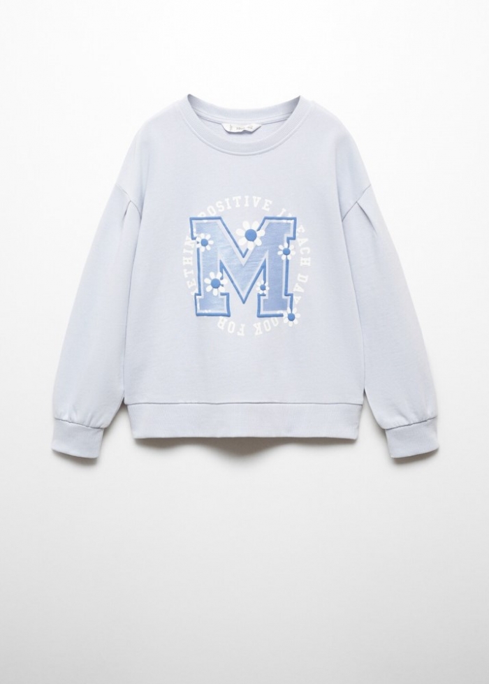 Mango Sudadera algodón estampada - Azul celeste