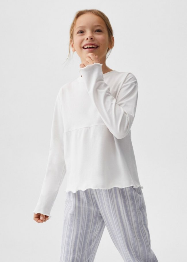 Mango Pijama largo algodón rayas - Blanco roto