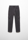 Mango Pantalón cargo pana - Gris antracita