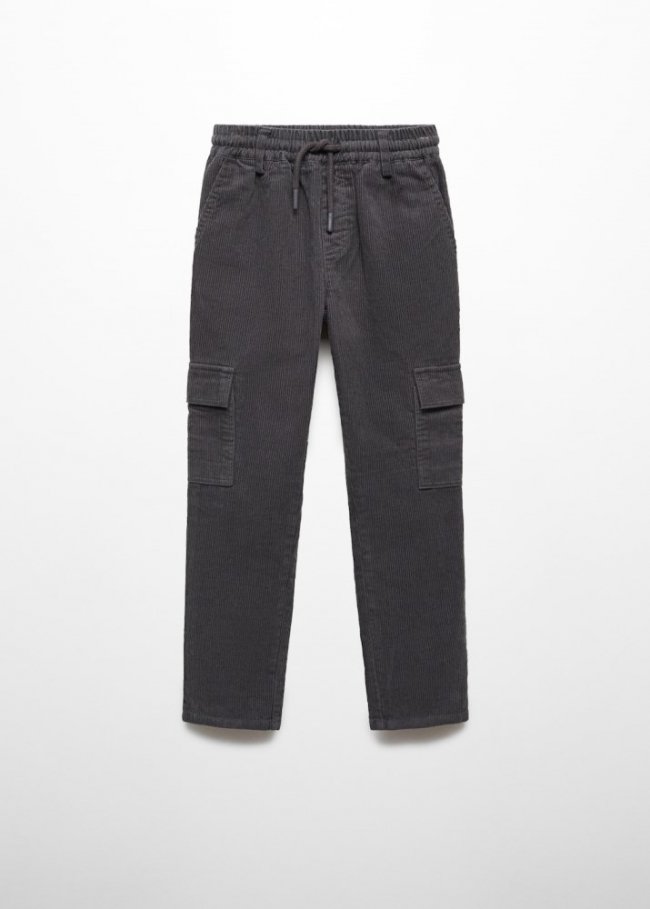 Mango Pantalón cargo pana - Gris antracita