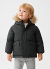 Mango Anorak acolchado capucha pelo - Negro