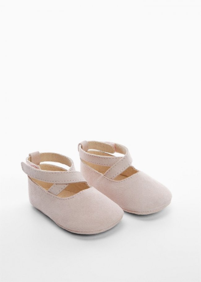 Mango Zapato piel velcro - Rosa pastel