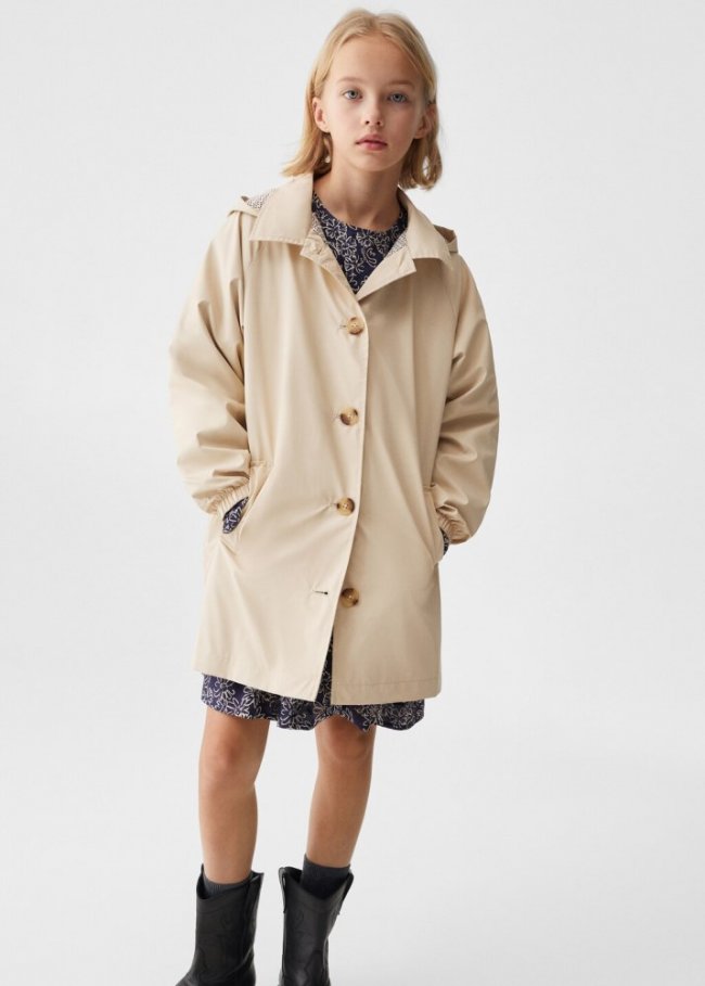Mango Trench impermeable capucha - Beige