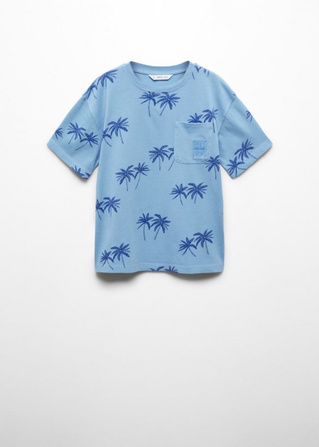 Mango Camiseta estampado palmeras - Azul