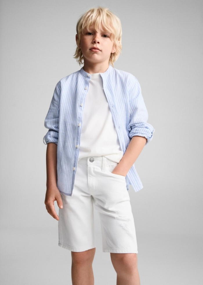 Mango Bermudas vaqueras rotos decorativos - Blanco