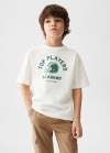 Mango Camiseta estampada algodón - Blanco roto