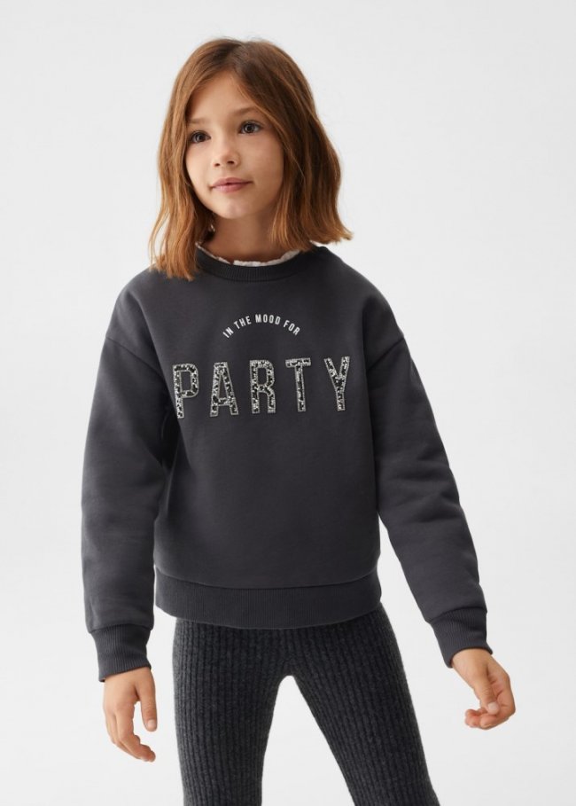 Mango Sudadera mensaje lentejuelas - Gris antracita