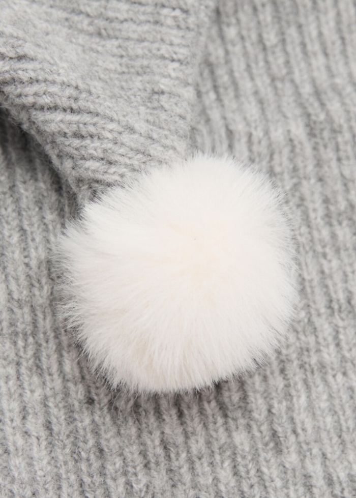 Mango Gorro punto pompón - Gris
