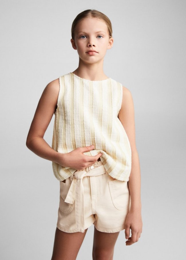 Mango Shorts paperbag cinturón - Arena
