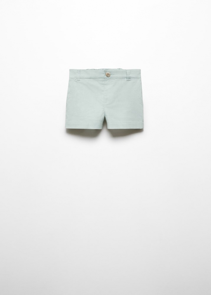 Mango Bermudas lino - Verde pastel