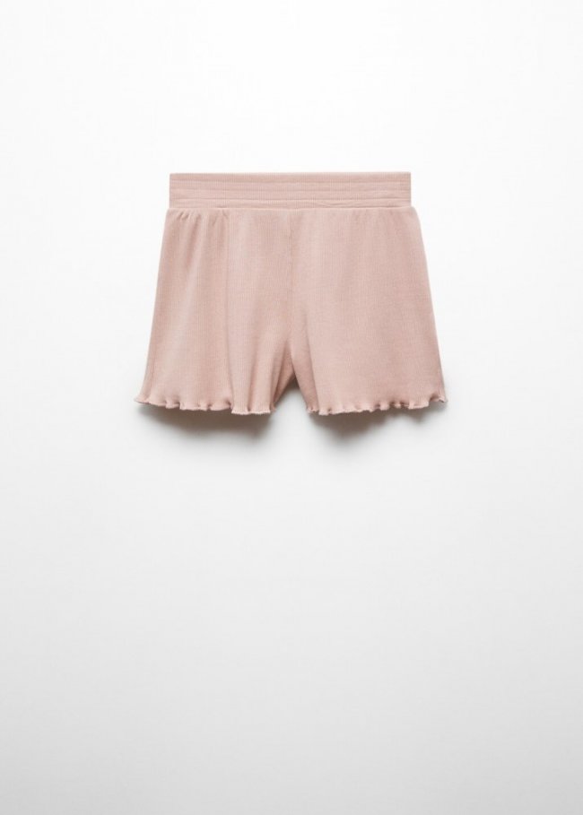 Mango Short algodón cintura elástica - Rosa