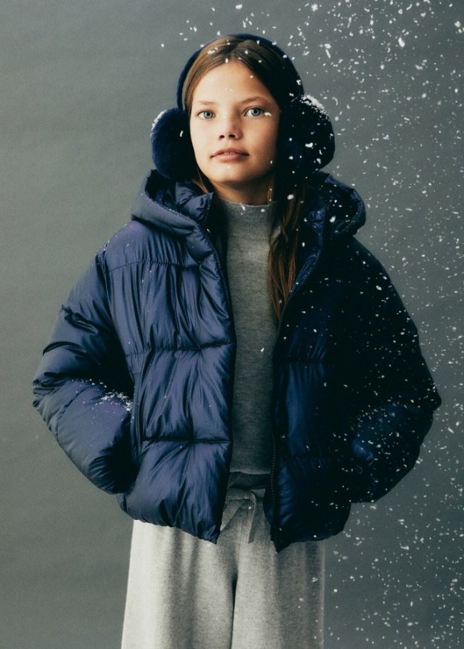 Mango Anorak acolchado capucha - Azul marino