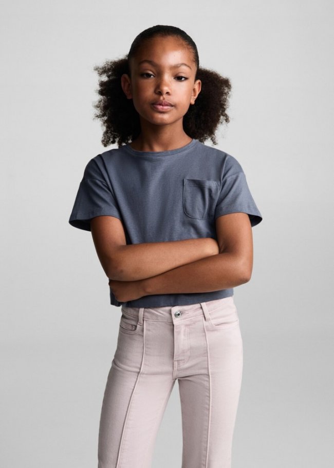 Mango Jeans flare costuras decorativas - Morado claro/pastel
