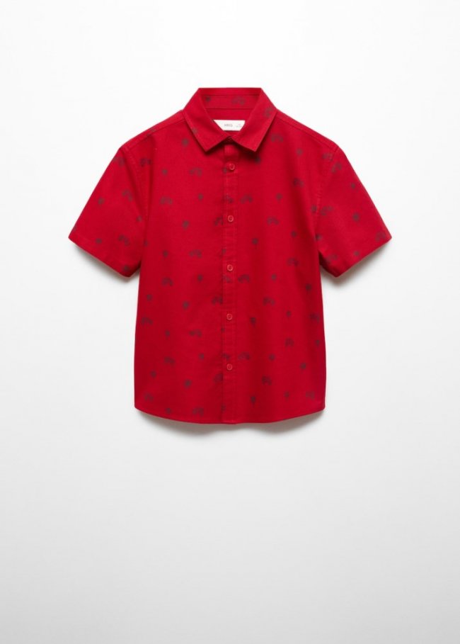 Mango Camisa estampada algodón - Rojo