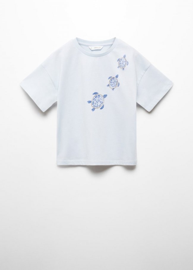 Mango Camiseta estampado tortuga - Azul celeste