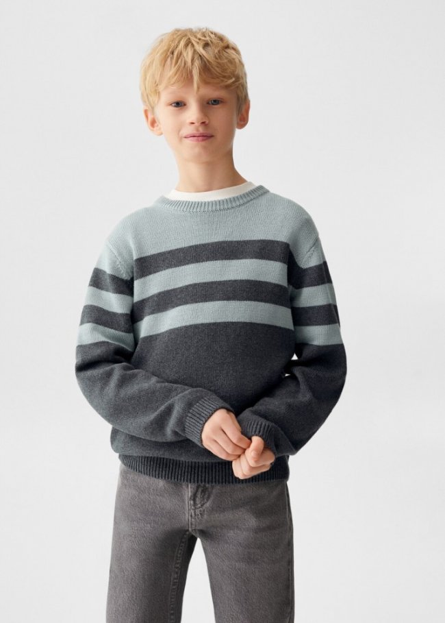 Mango Jersey punto rayas - Gris antracita