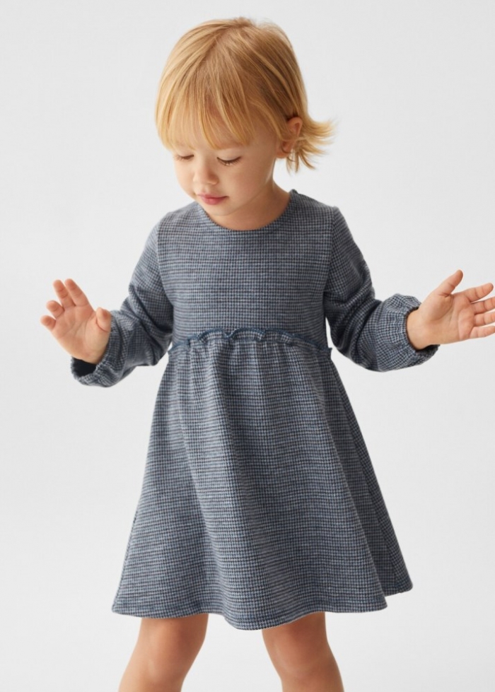 Mango Vestido pata de gallo - Azul marino
