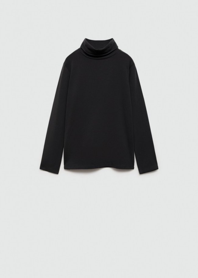 Mango Camiseta manga larga cuello alto - Negro