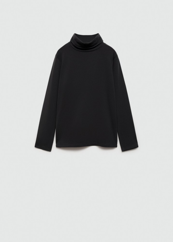 Mango Camiseta manga larga cuello alto - Negro