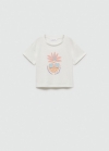 Mango Camiseta algodón relieve piña - Blanco roto