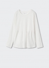 Mango Camiseta manga larga volante - Blanco roto