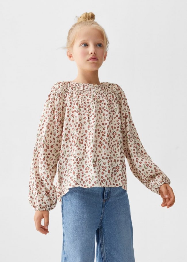 Mango Blusa estampado flores - Blanco roto
