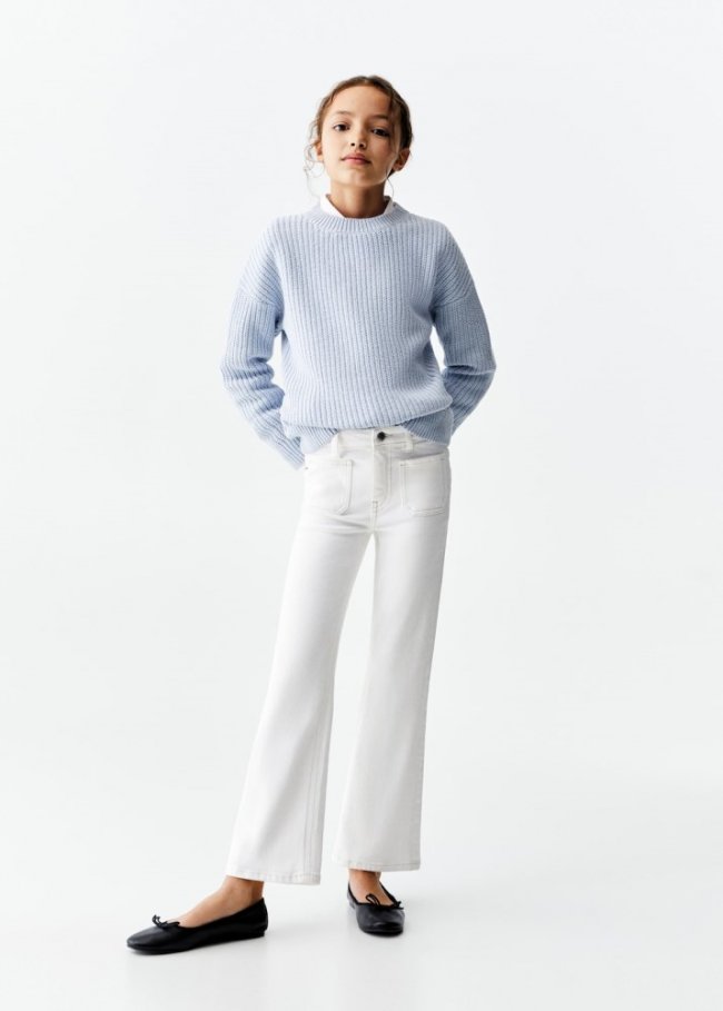 Mango Jeans flare bolsillos - Blanco
