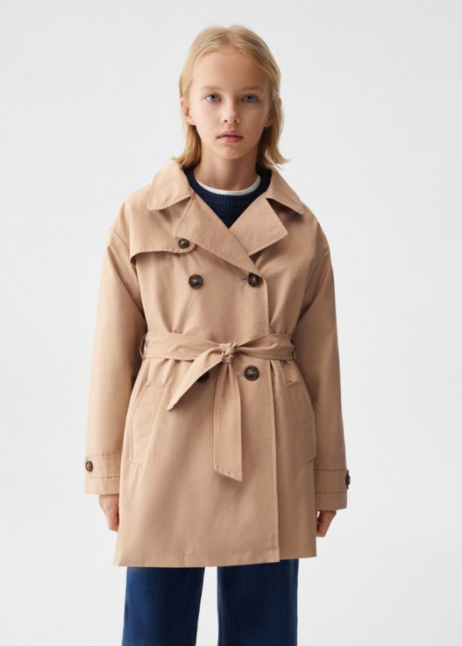Mango Trench gabardina cinturón - Marrón medio