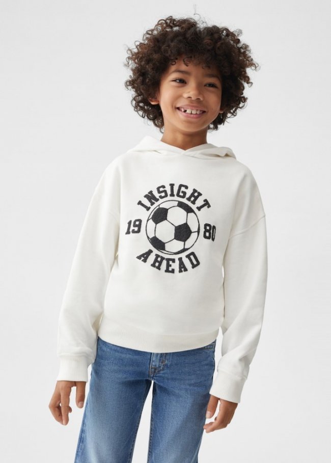 Mango Sudadera algodón estampada - Blanco roto