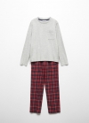 Mango Pijama dos piezas largo cuadros - Rojo