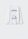 Mango Camiseta algodón estampado - Blanco roto