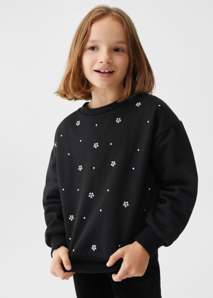 Mango Sudadera detalle abalorios - Negro