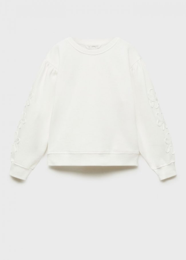 Mango Sudadera algodón detalle bordado - Blanco roto