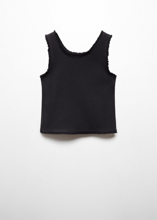 Mango Camiseta tirantes canalé - Negro