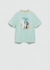 Mango Camiseta estampada surf - Verde agua
