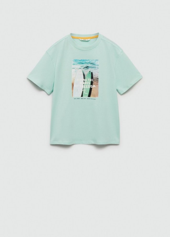 Mango Camiseta estampada surf - Verde agua