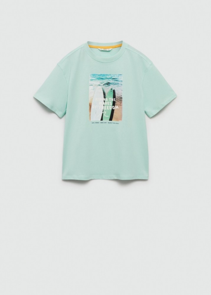 Mango Camiseta estampada surf - Verde agua
