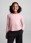Mango Camiseta algodón rayas - Rosa