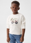 Mango Sudadera algodón estampada - Blanco roto