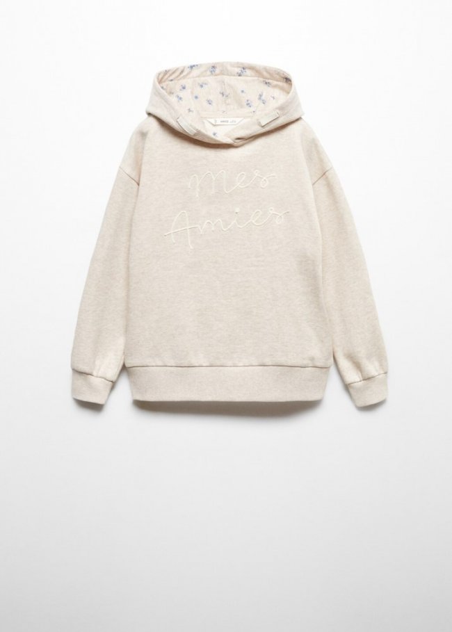 Mango Sudadera mensaje bordado - Arena