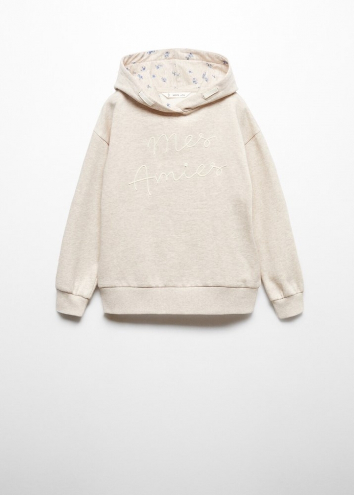 Mango Sudadera mensaje bordado - Arena