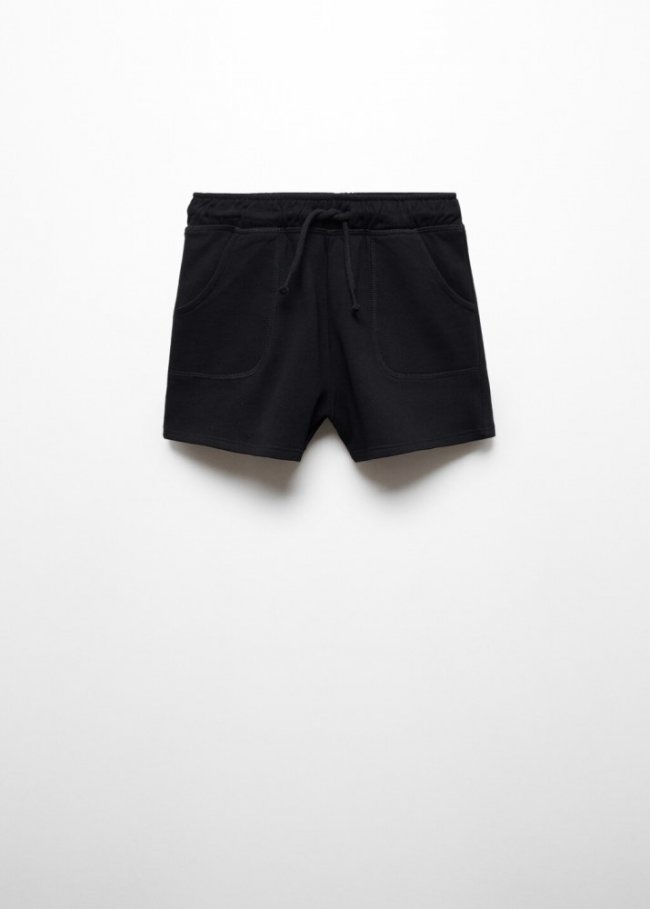 Mango Short algodón cintura elástica - Negro