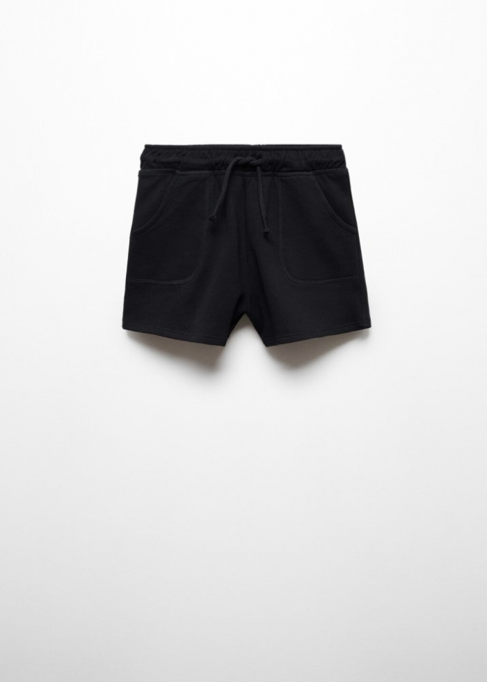 Mango Short algodón cintura elástica - Negro