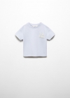 Mango Camiseta mensaje estampado - Azul celeste