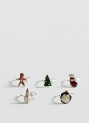 Mango Pack 5 anillos navideños - Oro