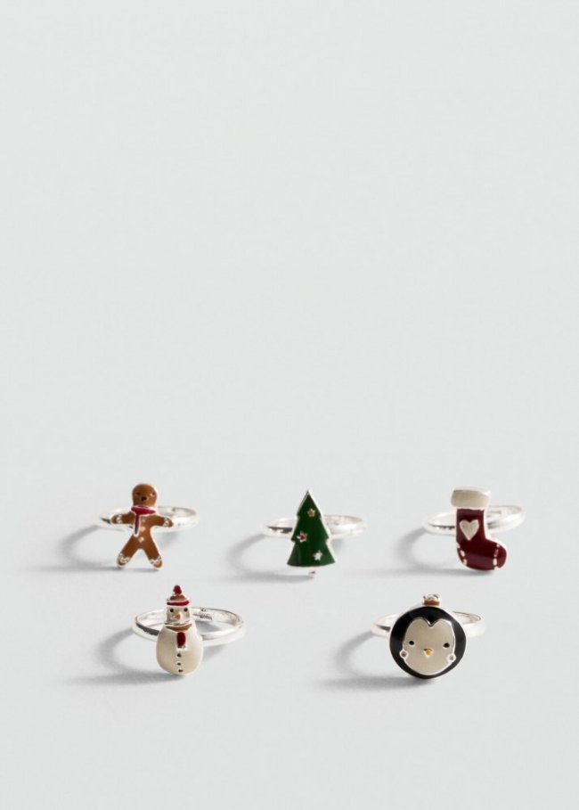 Mango Pack 5 anillos navideños - Oro