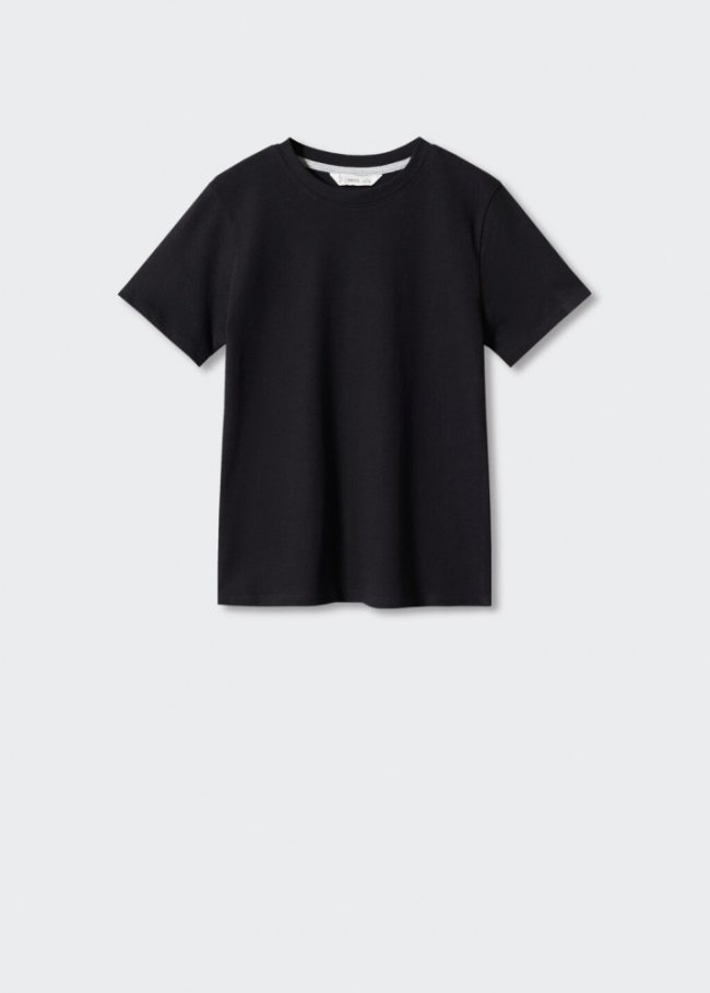 Mango Camiseta básica 100% algodón - Negro